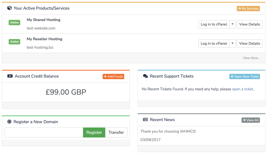 Clientarea Credit Balance Widget (Panel)